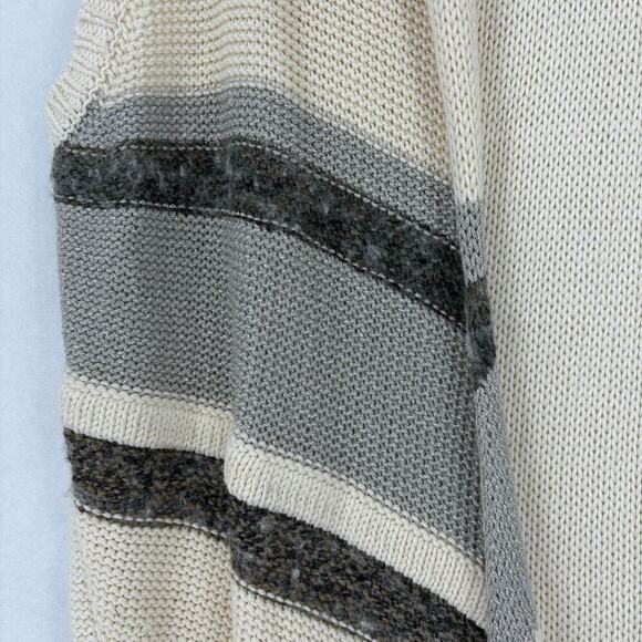 Chico's Cardigan Duster Sweater Vest Size L Cream Beige Silver Thread - Picture 4 of 11
